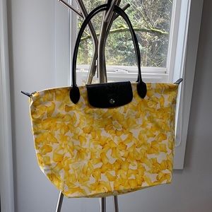 Longchamp 12x 18 Le pliage neo leather floral bag